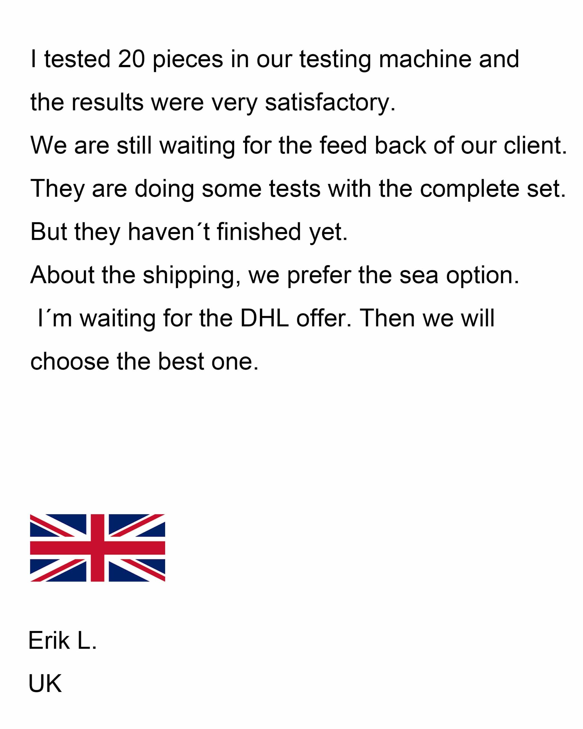 Customer feedback on Arktech custom manufacturing services